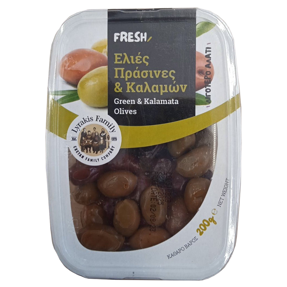 Οικογένεια Λυράκη Ελιές Πράσινες & Καλαμών 60% Λιγότερο Αλάτι 200 gr