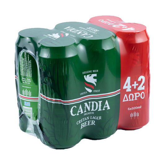 Candia Μπίρα Lager Κουτί 4 x 500 ml + 2 Δώρο